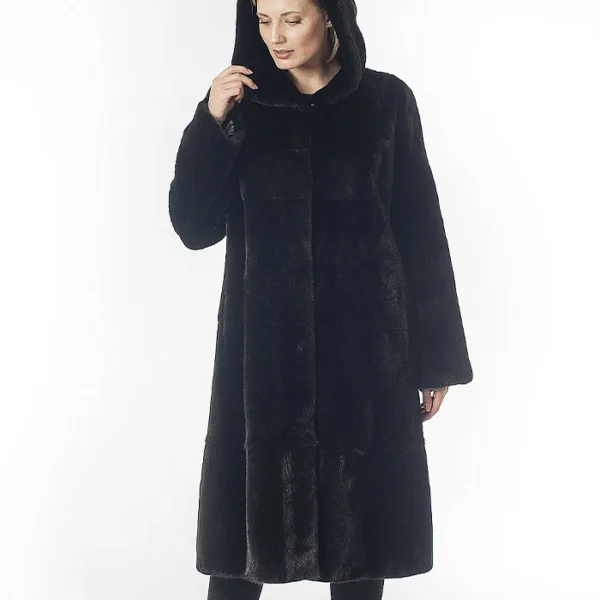  Lori Mink Fur Black Long Coat