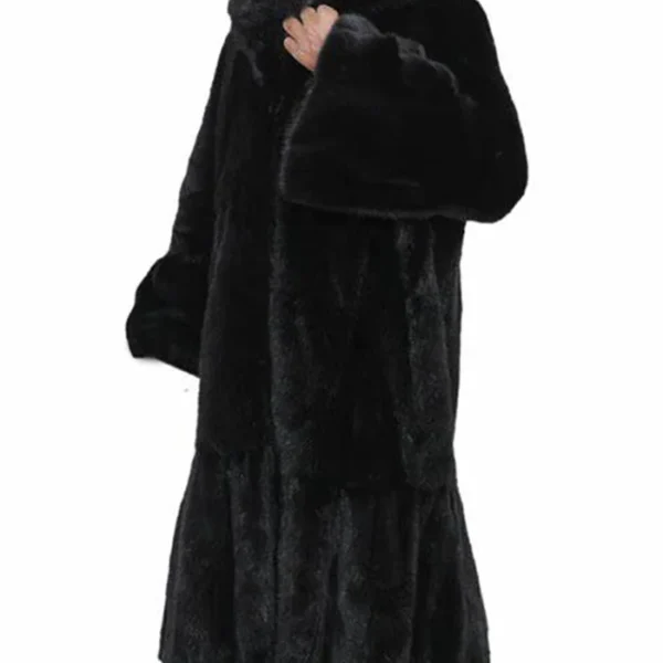 Women's Genuine Mink Fur Black Trench Coat