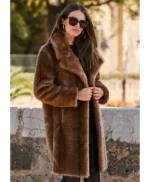 Lyra Genuine Mink Fur Brown Coat
