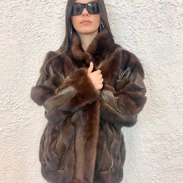  Magnus Vintage Mink Fur With Real Leather Coat