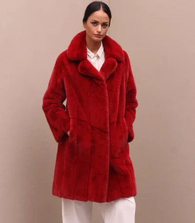 Shanna Mink Fur Graceful Red Coat