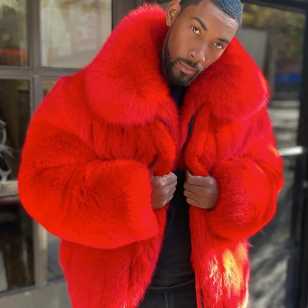 Gideon Mink Fur Red Coat