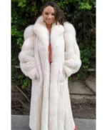 Hilary Mink Fur White Long Coat