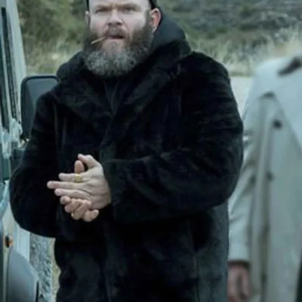  Helsinki Money Heist Black Hooded Shearling Coat