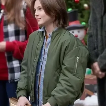 Mystery on Mistletoe Lane 2023 Logan Pierce Green Bomber Jacket