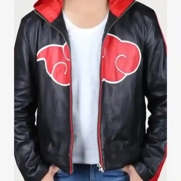 Itachi Uchiha Akatsuki Black Biker Leather Jacket
