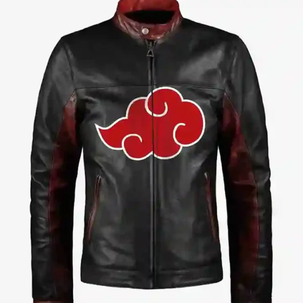 Itachi Uchiha Akatsuki Black Biker Leather Jacket