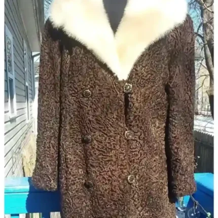 Marie Persian Lamb Coat Dark Brown with Mink Collar