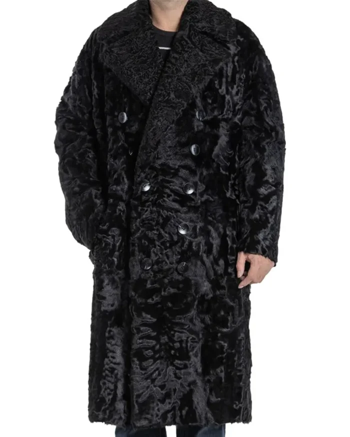 Men’s Karakul Lamb Fur Double Breasted Trench Coat