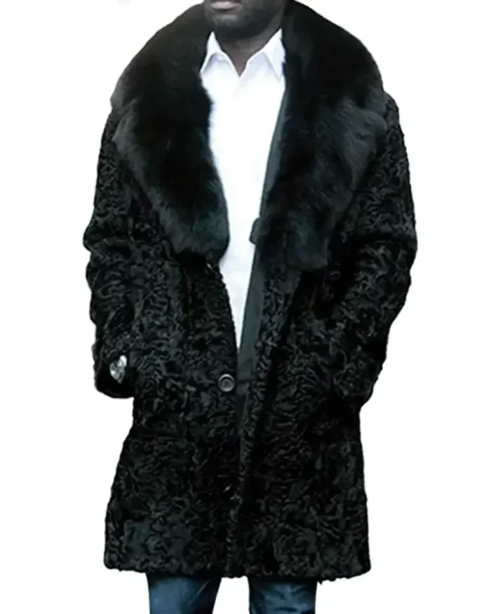 Men’s Persian Lamb Fur Mid Length Black Coat