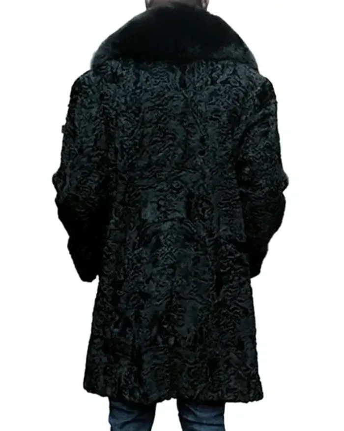 Men’s Persian Lamb Fur Mid Length Black Coat