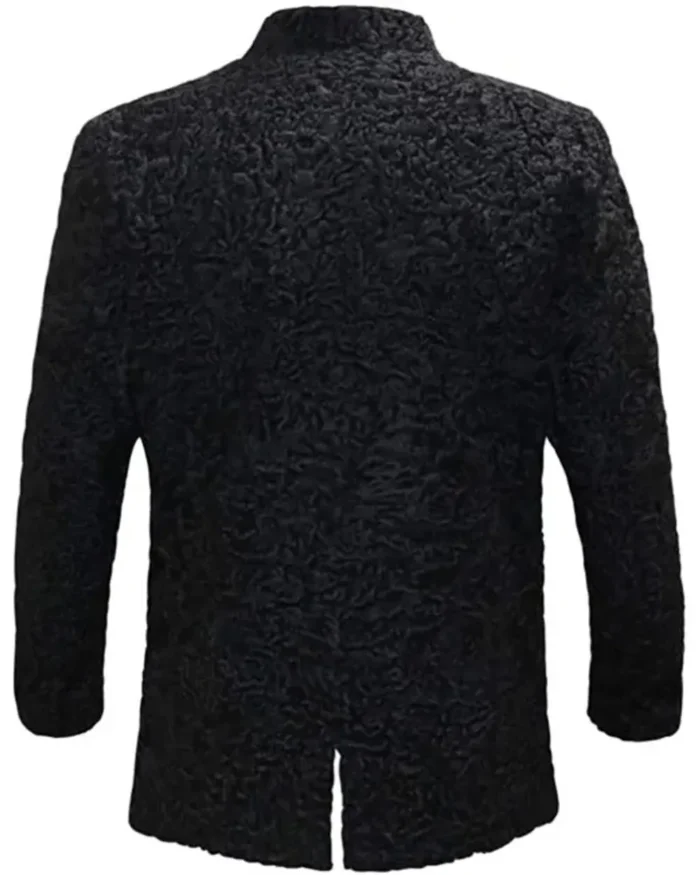 Real Astrakhan Karakul Lamb Curly Fur Black Coat