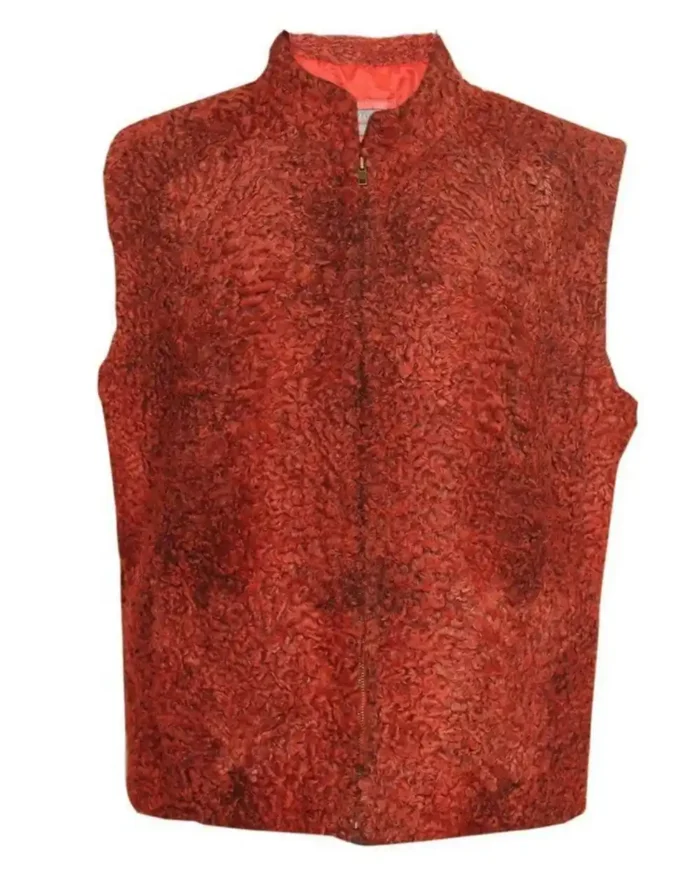 Real Sawarka Persian Lamb Red Fur Waistcoat Vest