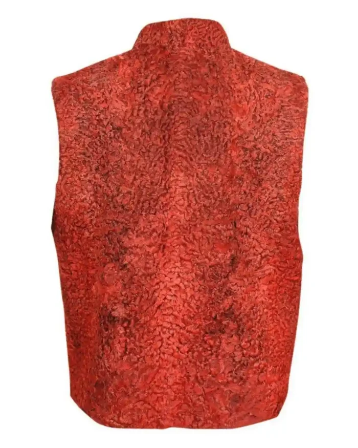 Real Sawarka Persian Lamb Red Fur Waistcoat Vest