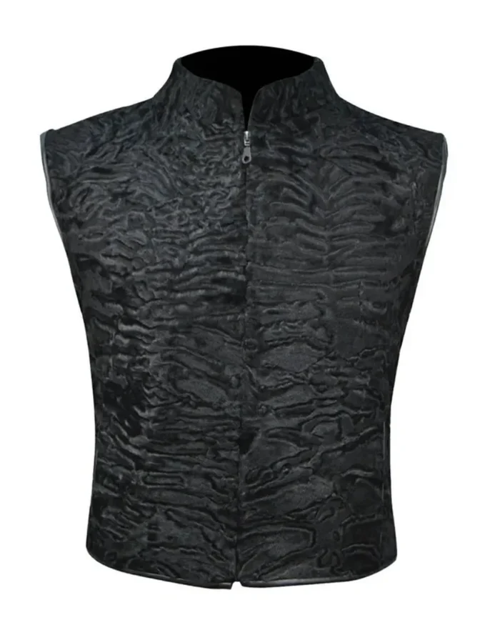 Winter Black Persian Lamb Fur Waistcoat Vest