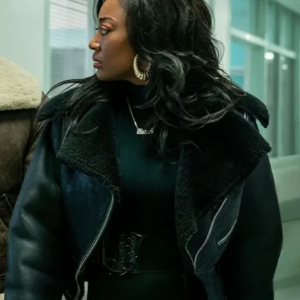 Patina Miller Power Book III Raq Black Fur Leather Jacket