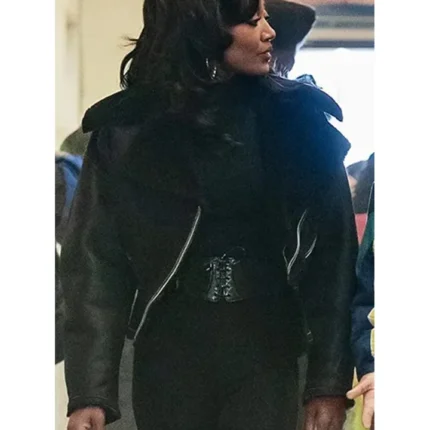 Patina Miller Power Book III Raq Black Fur Leather Jacket