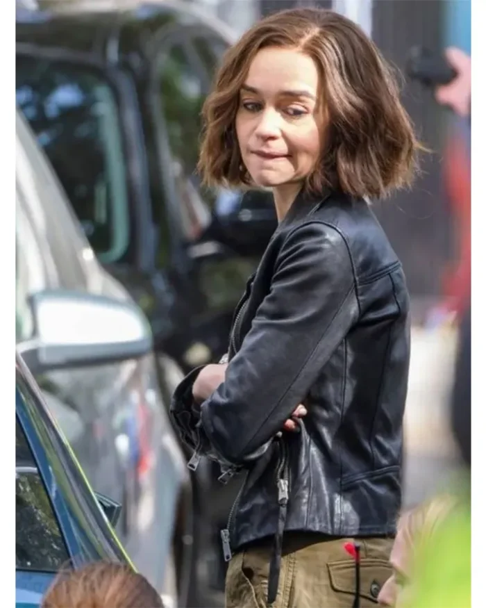 Emilia Clarke Secret Invasion Black Leather Jacket