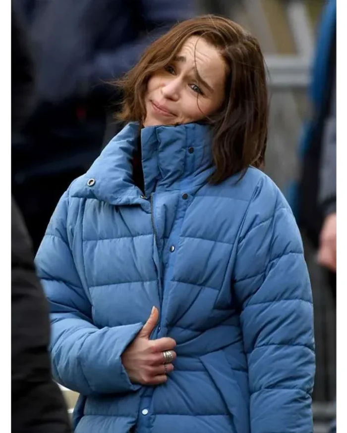 Secret Invasion S1 Emilia Clarke Blue Puffer Coat