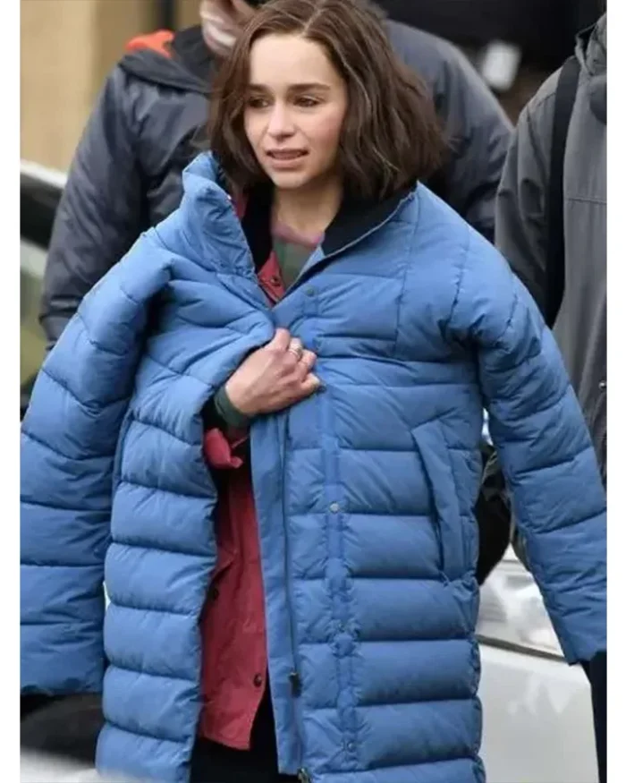 Secret Invasion S1 Emilia Clarke Blue Puffer Coat