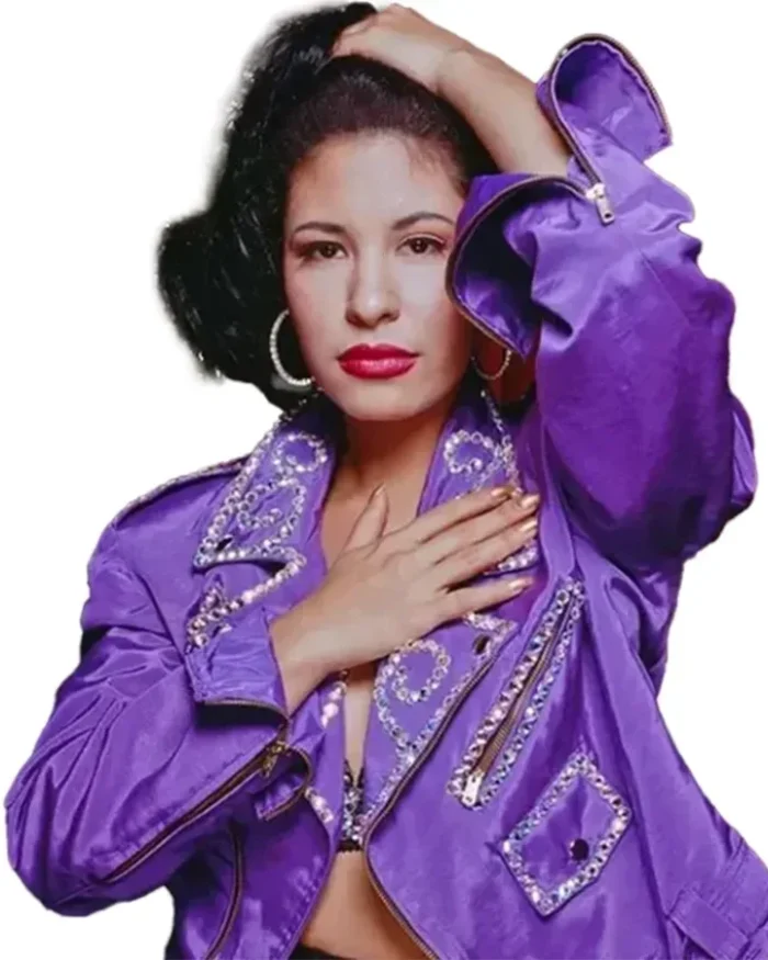 Selena Quintanilla Biker Purple Vegan Leather Jacket