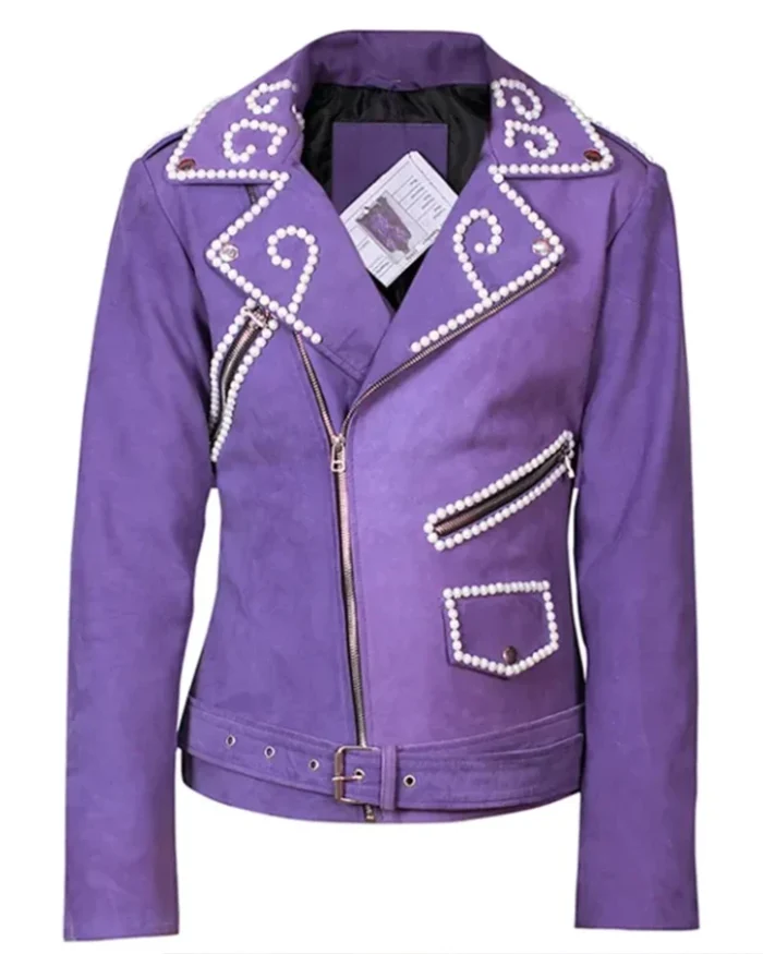 Selena Quintanilla Biker Purple Vegan Leather Jacket