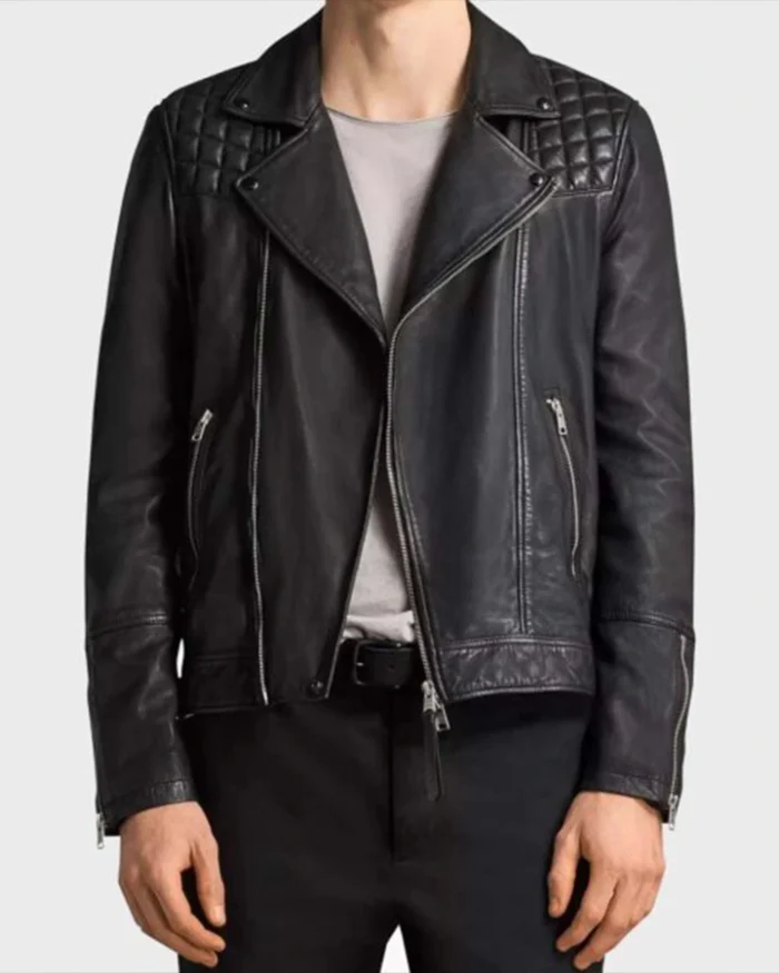 Sex/Life Brad Simon Black Biker Quilted Leather Jacket