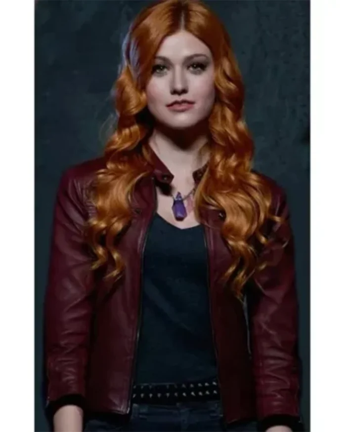 Clary Fray Shadowhunters Maroon Leather Jacket