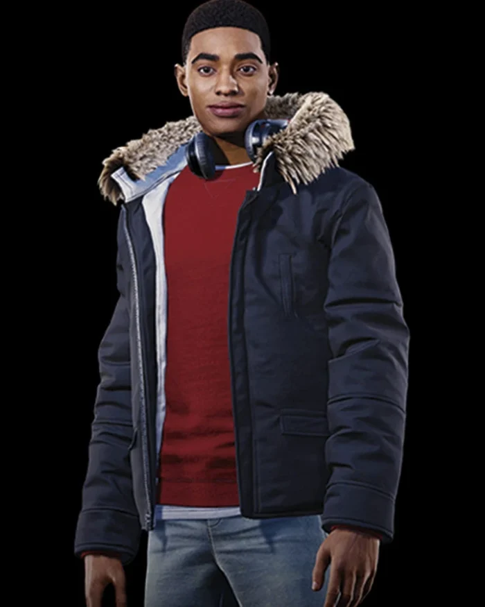 Spider-Man Miles Morales Fur Hooded Parka Jacket