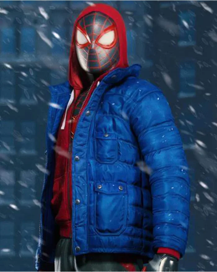 Spider-Man PS4 Miles Morales Blue Puffer Jacket With Hood