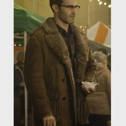 Superman and Lois Clark Kent Brown Shearling Fur Leather Coat