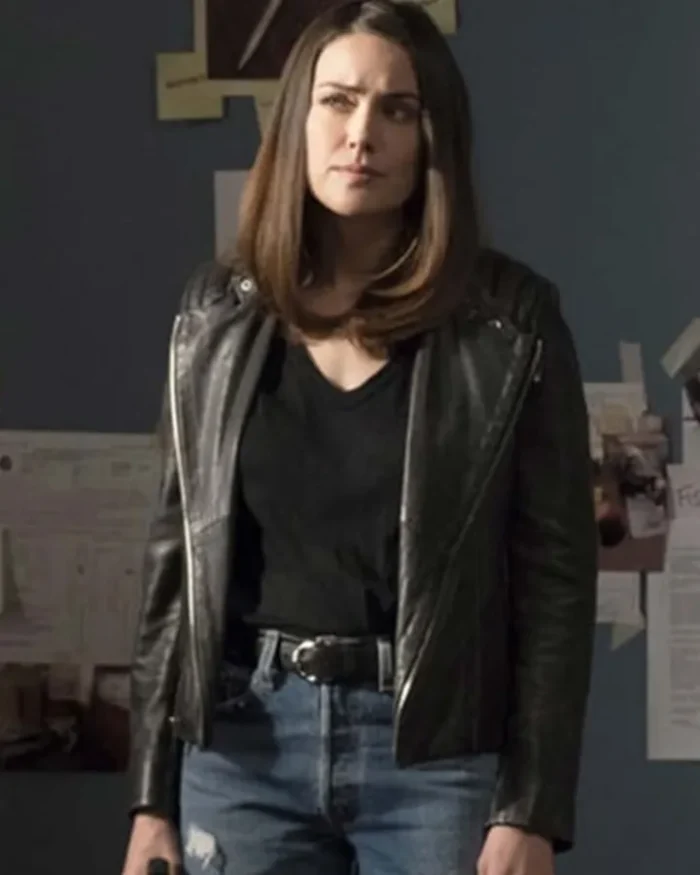 The Blacklist Elizabeth Keen Black Biker Leather Jacket