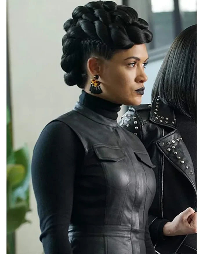 Grace Byers The Gifted Leather Coat