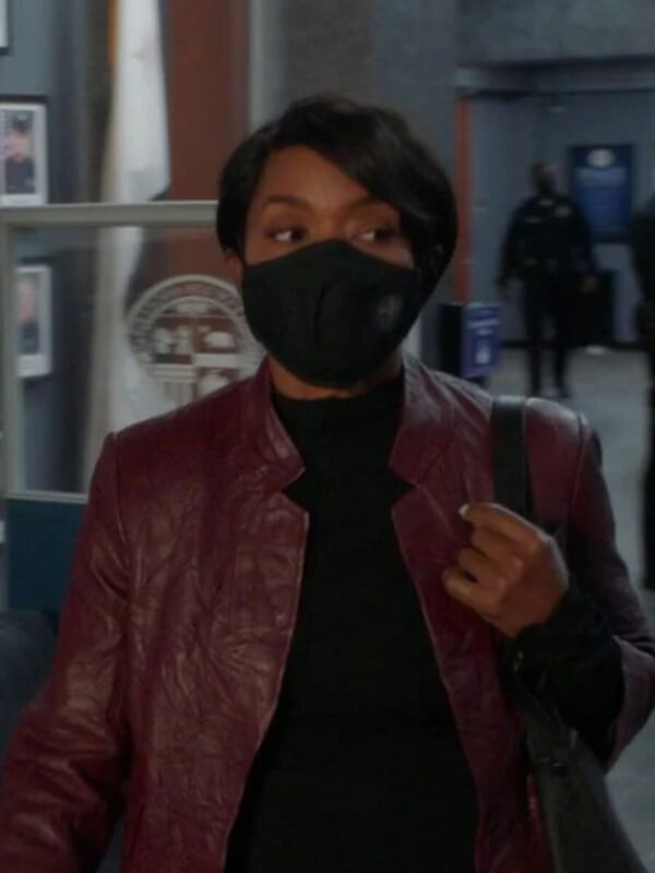 9-1-1 S04 Athena Grant Maroon Leather Jacket
