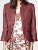 9-1-1 S04 Athena Grant Maroon Leather Jacket