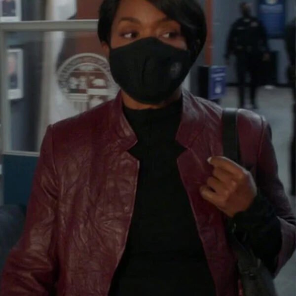 9-1-1 S04 Athena Grant Maroon Leather Jacket