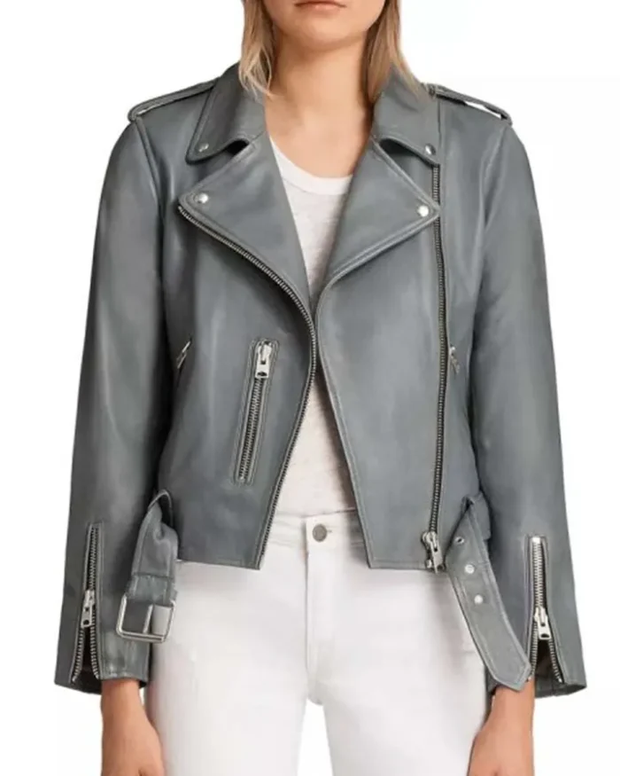 The Rookie S03 Nyla Harper Grey Motorcycle Leather Jacket