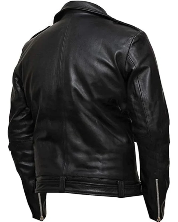 Negan Black Leather Moto Jacket