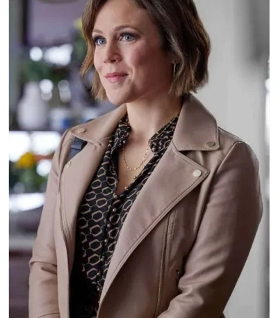 The Wedding Cottage 2023 Erin Krakow Biker Brown Jacket