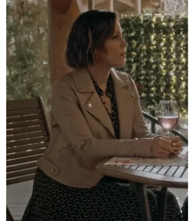 The Wedding Cottage 2023 Erin Krakow Biker Brown Jacket