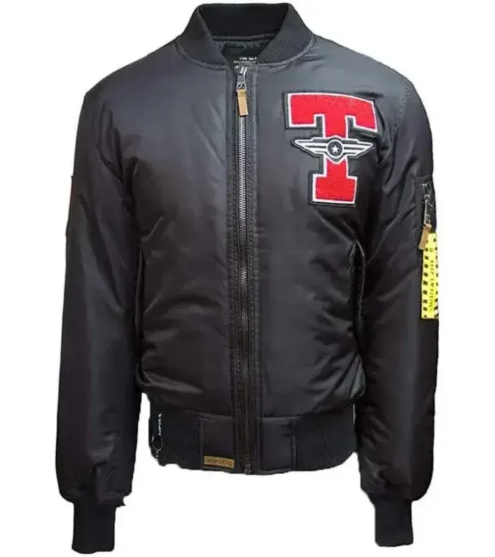 Top Gun MA-1 Tomcat Zip Up Black Parachute Bomber Jacket