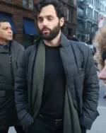 You S04 Penn Badgley Black Puffer Jacket