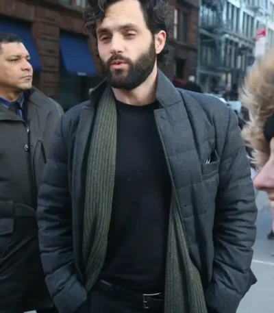 You S04 Penn Badgley Black Puffer Jacket