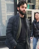 You S04 Penn Badgley Black Puffer Jacket
