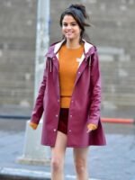 A Rainy Day In New York Selena Gomez Purple Hooded Coat