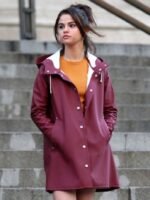 A Rainy Day In New York Selena Gomez Purple Hooded Coat