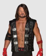 AJ Styles P1 Black Leather Vest With Hood