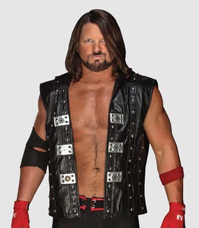AJ Styles P1 Black Leather Vest With Hood