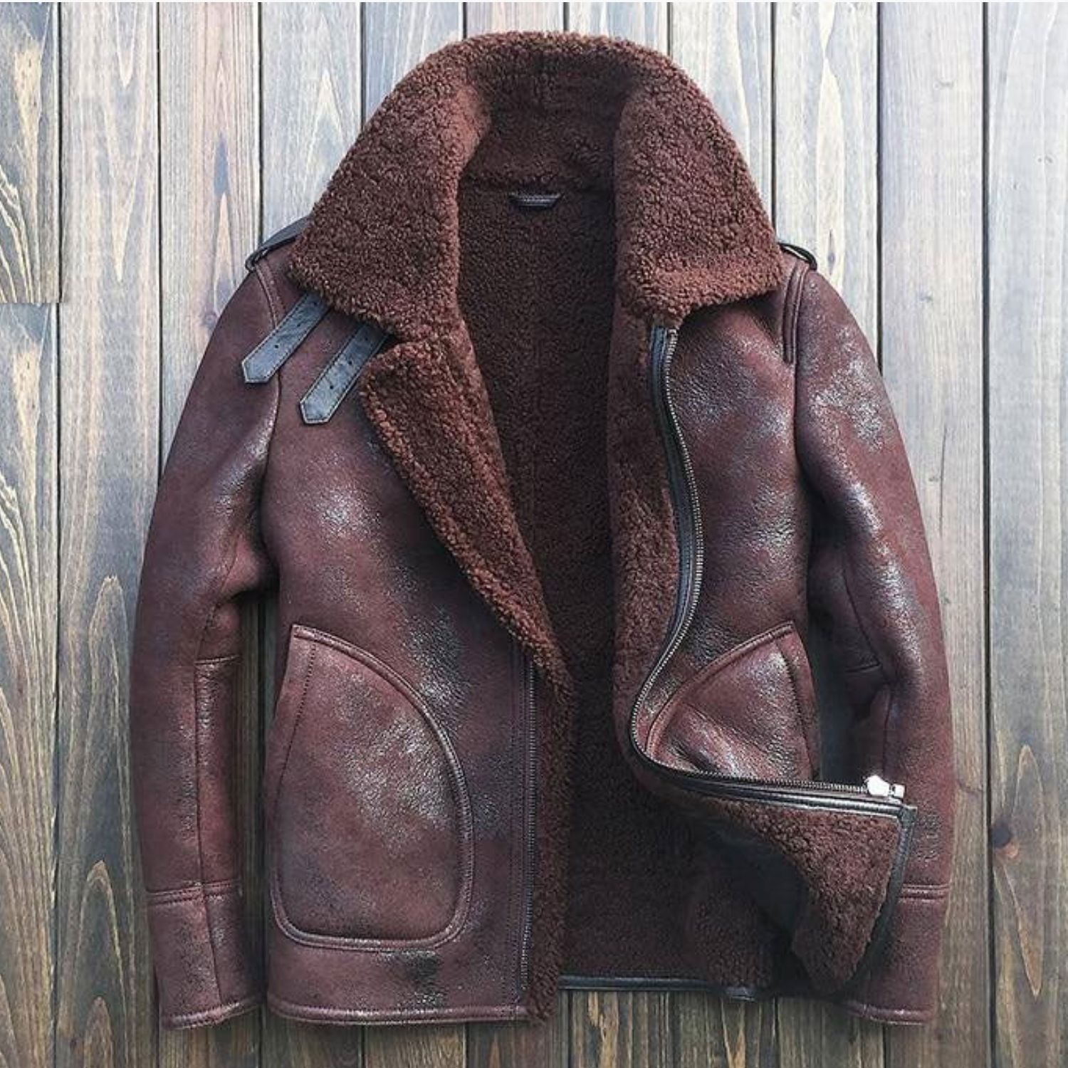 Aaron Burgundy SF Bomber Shearling Jacket Aaron Burgundy SF Bomber Shearling Jacket