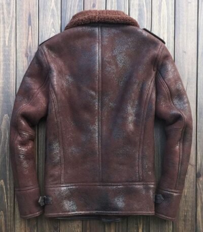 Aaron Burgundy SF Bomber Shearling Jacket
